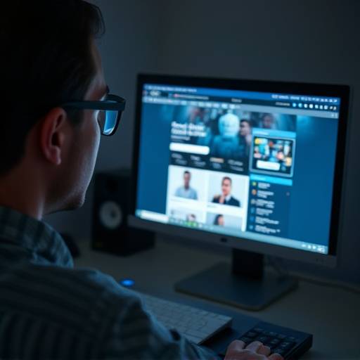 Persona utilizando un lector de pantalla en un ordenador mostrando un sitio web